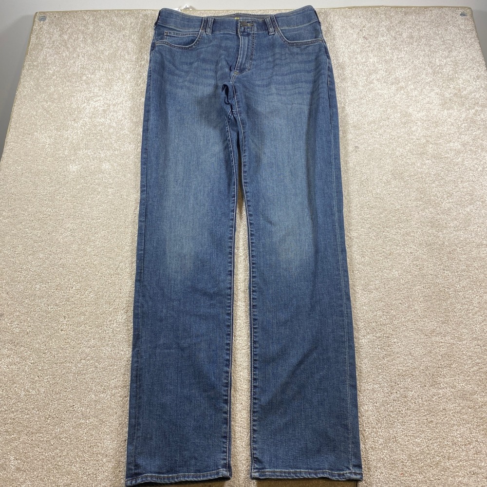 Lee Extreme Motion Jeans Mens 34x36 Blue Straight Fit Tapered Leg Stretch Denim